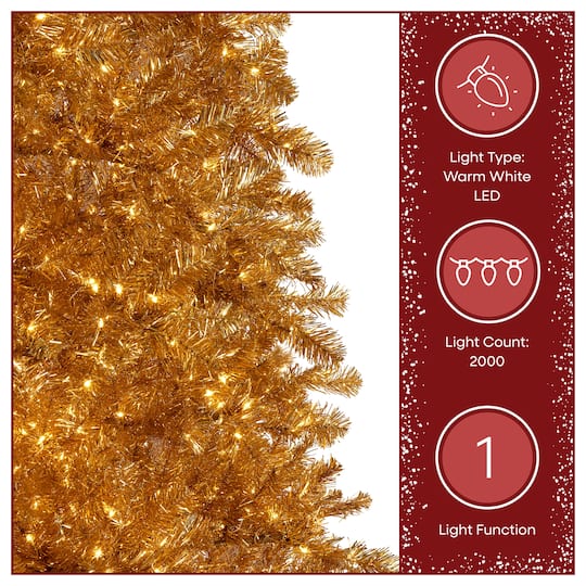 9ft. Pre-Lit True Gold Metallic Artificial Christmas Tree, White LED Lights